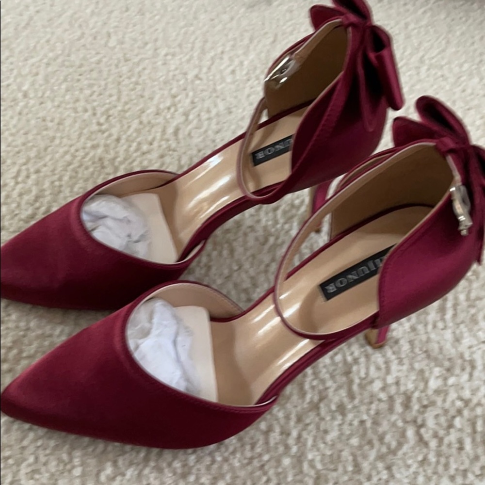 Burgundy satin heels